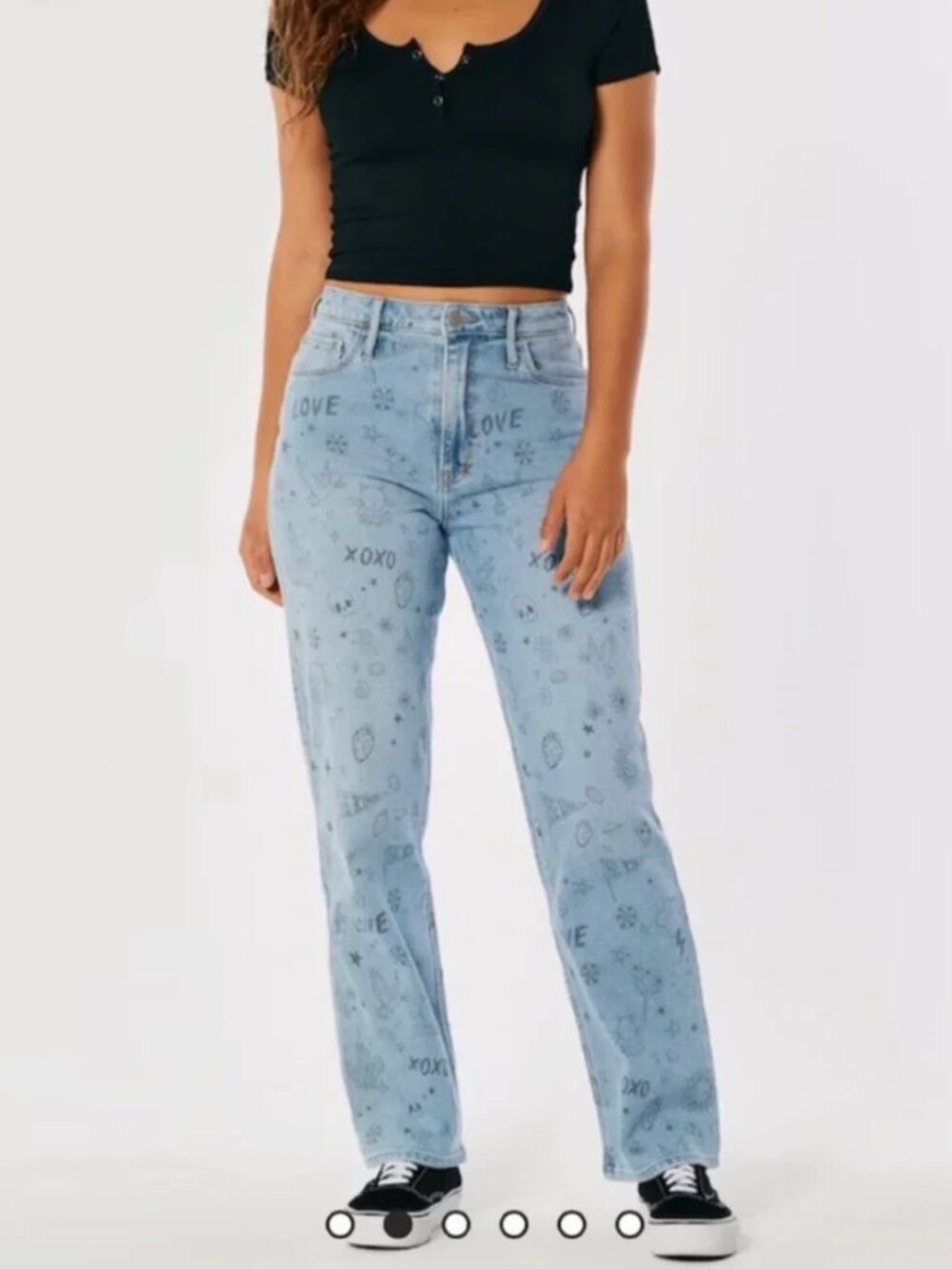 Hollister | Ultra High Rise Dad Jean Doodle Print | Size 26